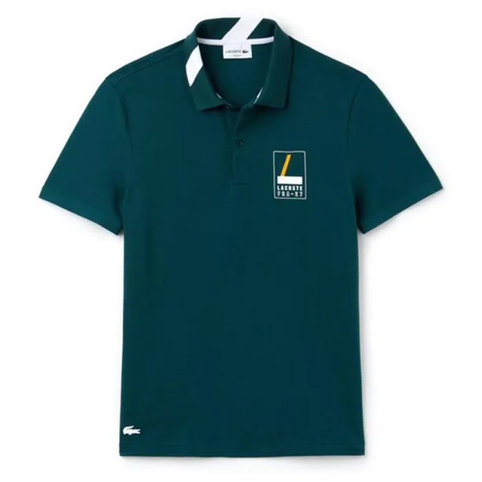 Áo Phông Lacoste Slim Fit Lettering Stretch Mini Piqué Polo Shirt Màu Xanh Đậm Size S