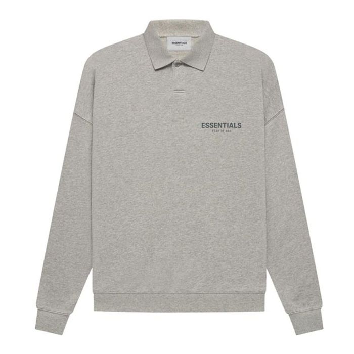 Áo Polo Dài Tay Fear Of God Essentials LS Polo Dark Heather Oatmeal Màu Xám