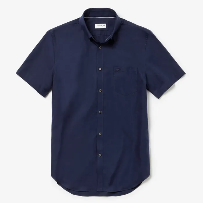 Áo Sơ Mi Lacoste Mens Regular Fit Short Sleeve Shirt Navy CH6424-525 Size 39