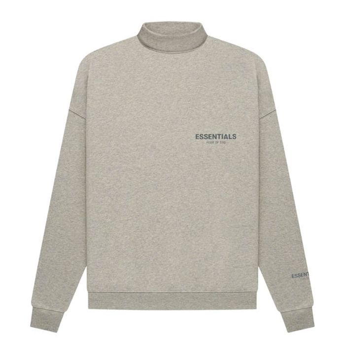 Áo Sweater Fear Of God Essentials Pullover Mockneck Dark Heather Oatmeal Màu Xám
