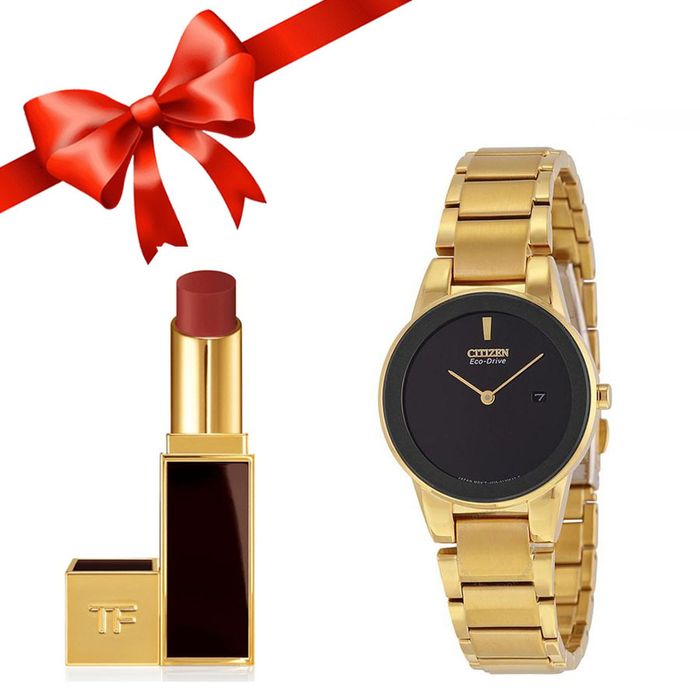 Combo Đồng Hồ Cho Nữ Citizen GA1052-55E và Son Tom Ford Lip Color Màu 27 Đỏ Gạch