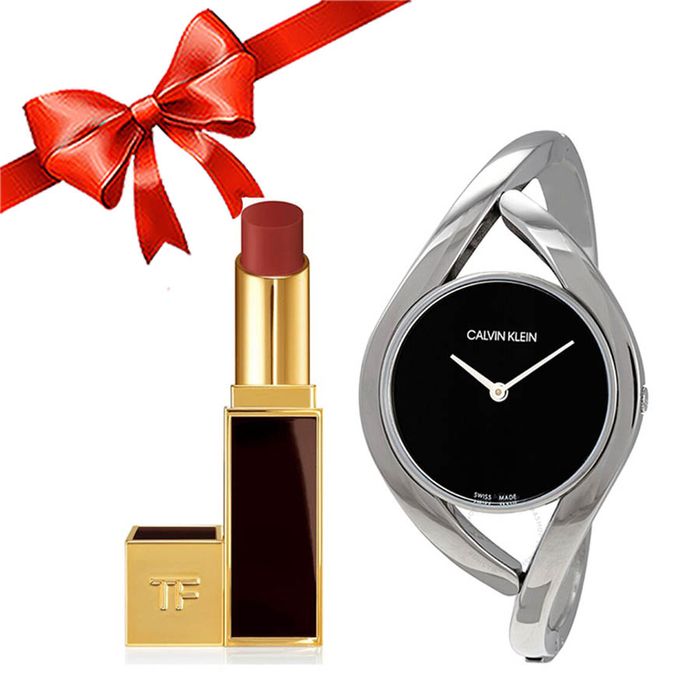 Combo Đồng Hồ Nữ Calvin Klein CK K8U2M111 Và Son Tom Ford Lip Color Màu 27 Đỏ Gạch