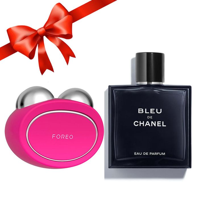 Combo Nước Hoa Chanel Bleu EDP 100ml + Máy Massage Nâng Cơ Mặt Foreo Bear Full Hồng Đậm