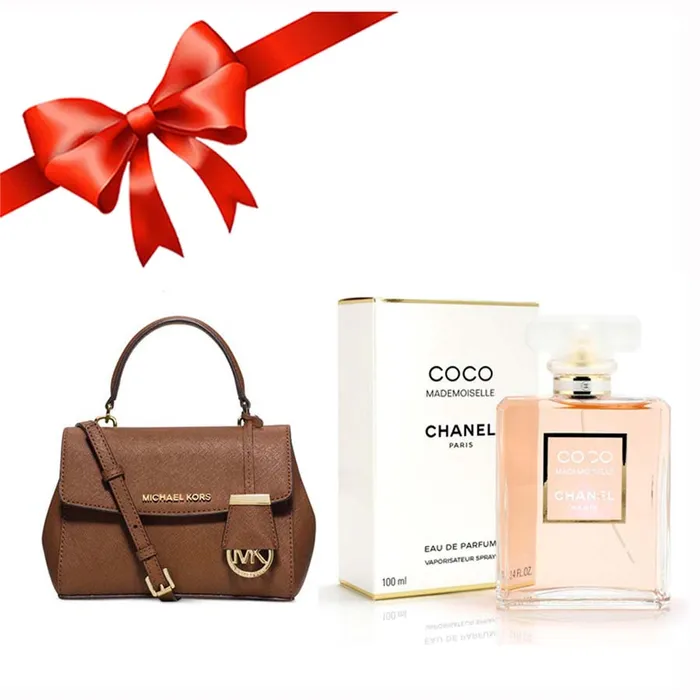 Combo Túi Xách Michael Kors MK Ava Mini Nâu + Nước Hoa Chanel Mademoiselle EDP 100ml