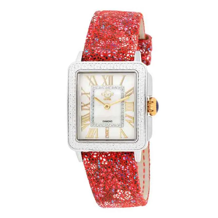Đồng Hồ GV2 By Gevril Women's Padova Floral Swiss Made Ltd Ed Quartz Diamond Acct Watch Red