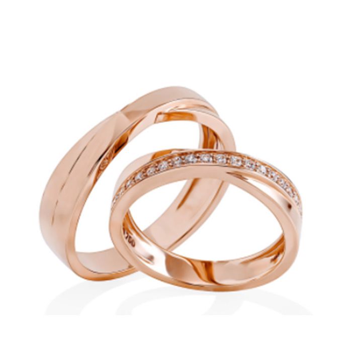 Nhẫn Cưới Kim Cương Phú Quý NK757065 Vàng Hồng