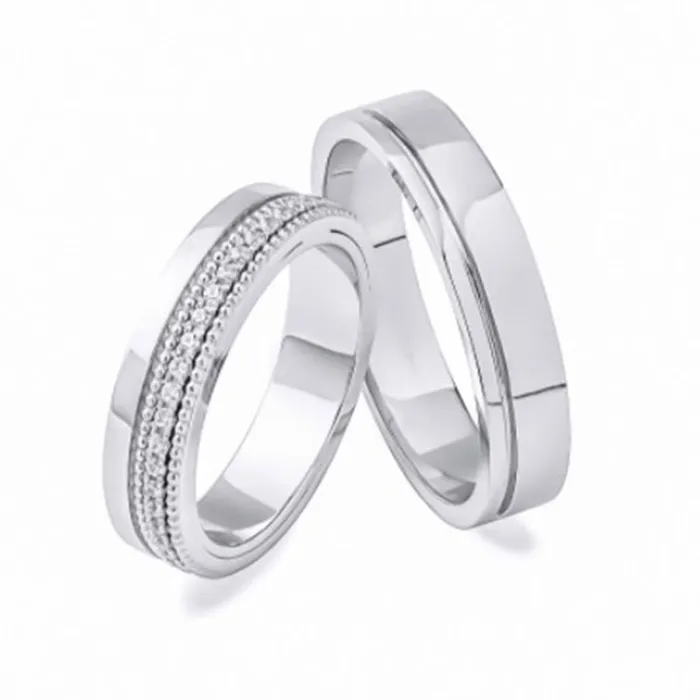 Nhẫn Cưới Phú Quý WD354753 Vàng Trắng