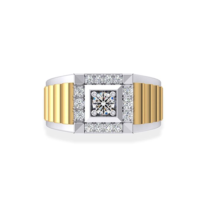 Nhẫn Jemmia Diamond Nam 18K VNM2021122435 Màu Vàng Trắng Đính Kim Cương (Giá Chưa Bao Gồm Đá Chủ)