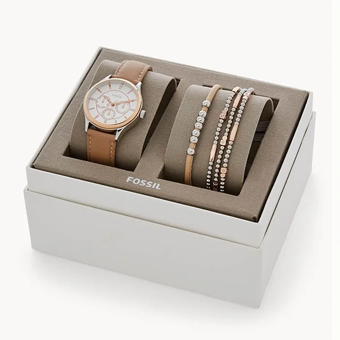 Set Đồng Hồ Và Trang Sức Fossil Modern Sophisticate Multifunction Tan Leather BQ3417
