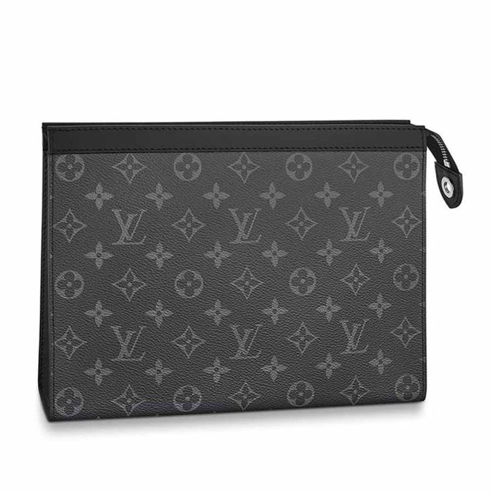 Túi Cầm Tay Nam Louis Vuitton LV Voyaga MM Monogram Eclipse Canvas Clutch Màu Đen Xám N-YT