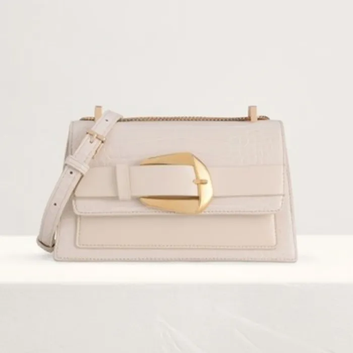 Túi Pedro Buckled Croc-Effect Shoulder Bag 75060043 Màu Trắng