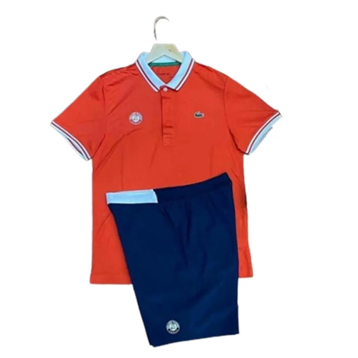Bộ Thể Thao Hè Polo Lacoste Roland Garros Breathable Piqué Cho Nam Màu Xanh Đỏ Size S