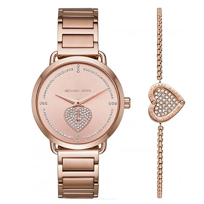 Đồng Hồ Michael Kors MK Portia Rose Gold-Tone Watch 37mm Màu Vàng Hồng