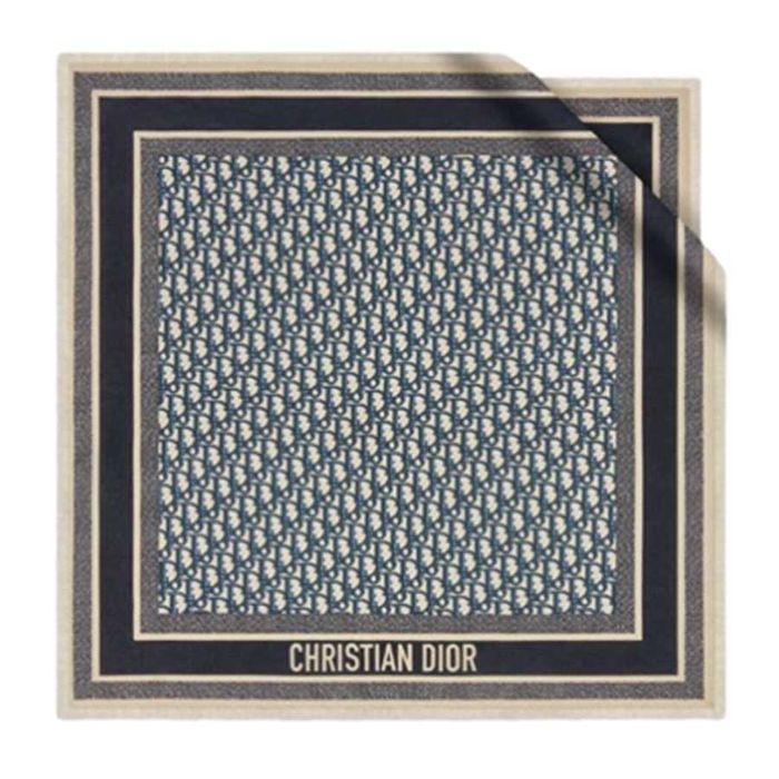 Khăn Dior Oblique Diortwin Square Scarf 15DOB070I600 C541 Màu Xanh Navy