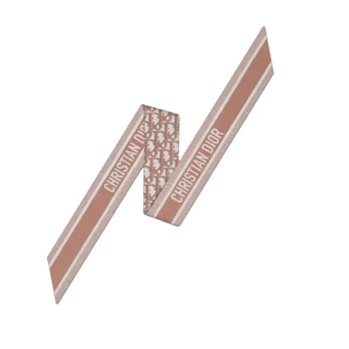 Khăn Nữ Dior Oblique Mitzah Màu Nâu Đất Phối Trắng