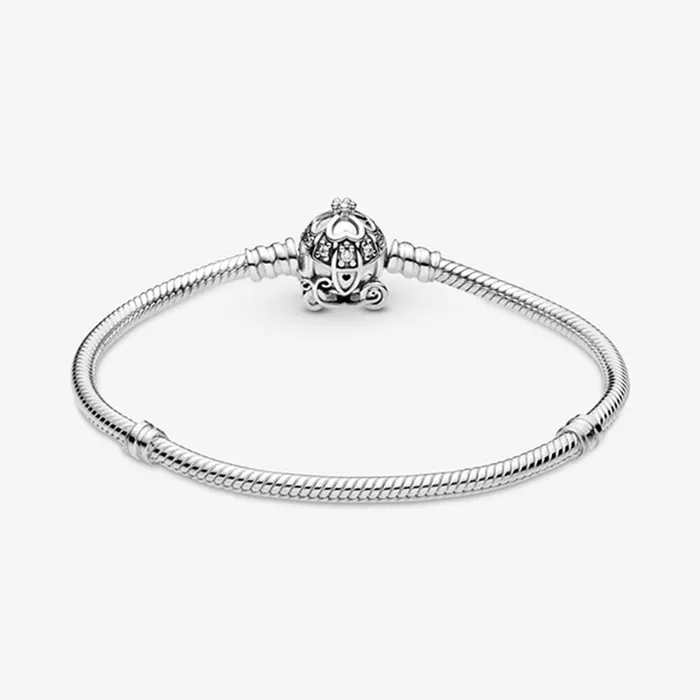 Vòng Đeo Tay Nữ Pandora Disney Cinderella Pumpkin Coach Clasp Pandora Moments Bracelet Màu Bạc Size 17