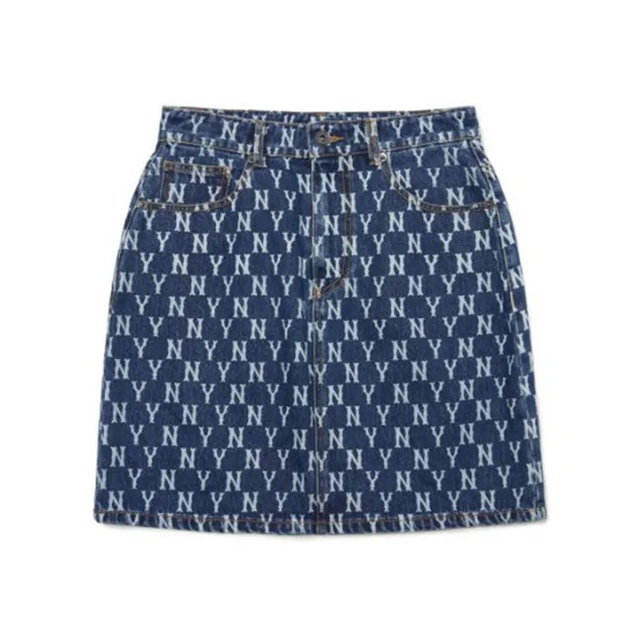 Chân Váy Nữ Denim Chữ A MLB Classic Monogram 3FDSM0123-50BLS Màu Xanh Đậm Size XS