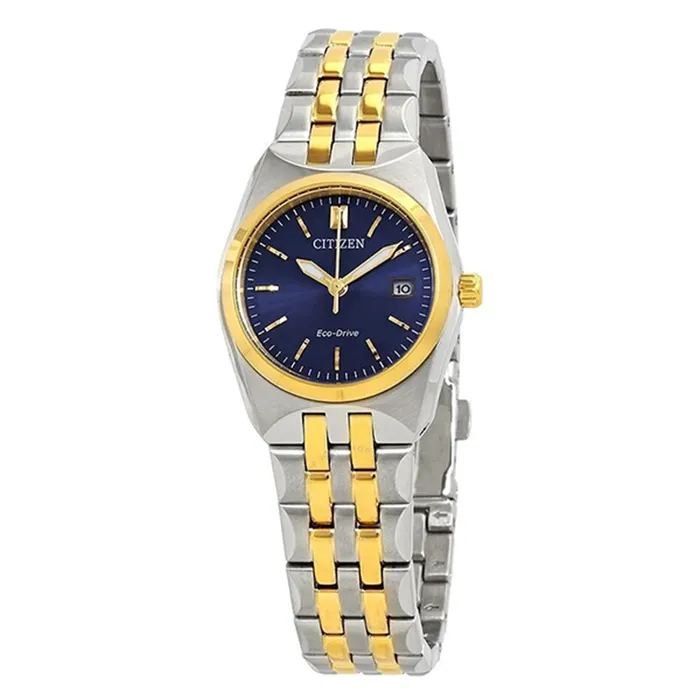 Đồng Hồ Citizen Corso Eco-Drive Blue Dial Two-Tone Ladies Watch EW2294-53L Màu Bạc/Vàng Mặt Xanh Navy
