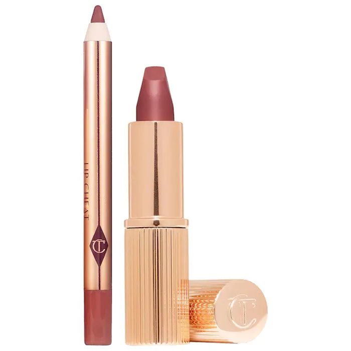 Set Son + Chì Kẻ Viền Môi Charlotte Tilbury Mini Pillow Talk Lipstick & Liner Pillow Talk Medium - Warm Berry Pink