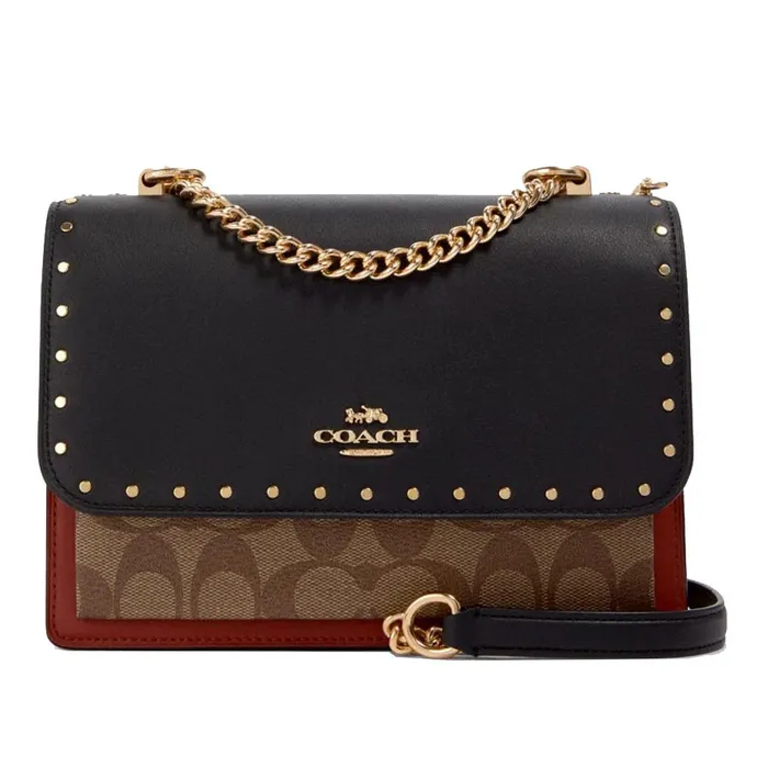 Túi Đeo Chéo Coach Klare Crossbody In Signature Canvas With Rivets Màu Đen Nâu
