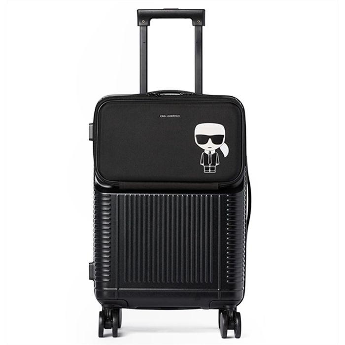 Vali Karl Lagerfeld K Ikonik Mixed-Material Trolley Màu Đen