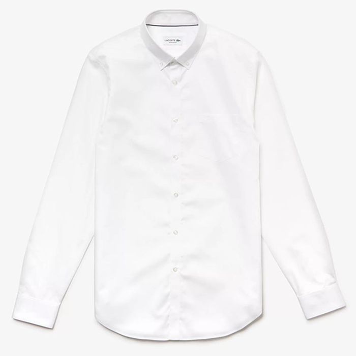 Áo Sơ Mi Lacoste Men's Cotton Shirt Regular Fit From A Fine Peak Màu Trắng Size M