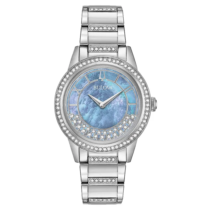 Đồng Hồ Nữ Bulova  Turnstyle Bracelet Watch 32.5mm Màu Xanh Bạc