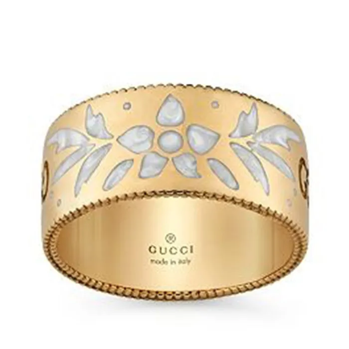 Nhẫn Gucci Icon Blooms Ring 18k Yellow Gold, Enamel Màu Vàng