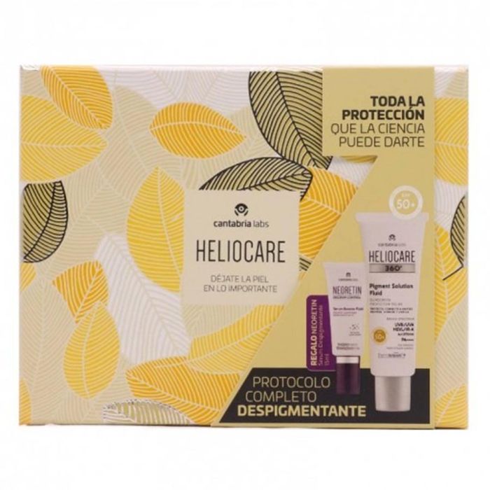 Set Kem Chống Nắng Heliocare 360º Pigment Solution Fluid SPF 50 + 50ml Và Serum Regalo Neoretin Discrom Control 15ml