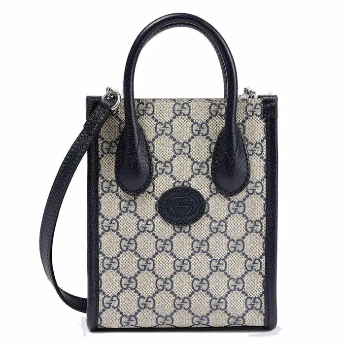 Túi Xách Gucci Interlocking G Mini Tote Bag Màu Xám Đen