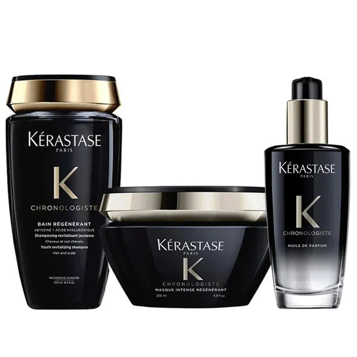 Bộ Sản Phẩm Chăm Sóc Tóc Kérastase Chronologiste Kit Bain Masque Huile Set 3 Món