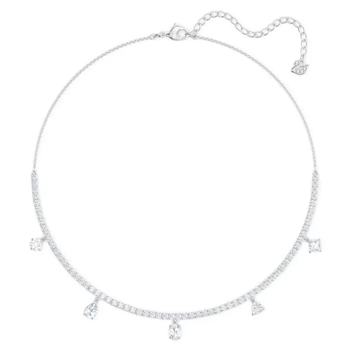 Dây Chuyền Swarovski Tennis Deluxe Choker Mixed Cuts, White, Rhodium Plated 5562084 Màu Bạc