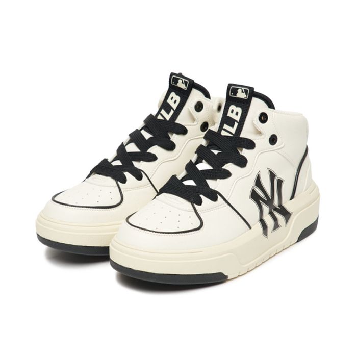 Giày Thể Thao MLB Chunky Liner High New York Yankees White Black 3ASXCB12N-50IVS Màu Trắng Đen Size 235