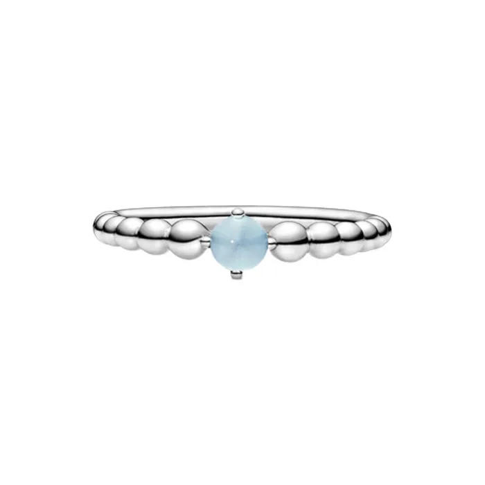Nhẫn Pandora December Sky Blue Beaded Ring Màu Bạc Đính Pha Lê Xanh Nhạt