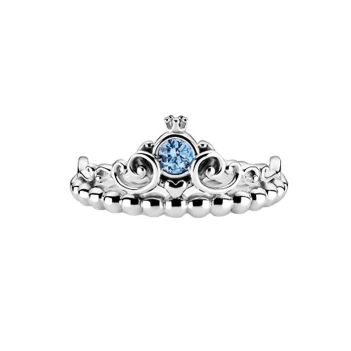 Nhẫn Pandora Disney Cinderella Blue Tiara Ring 199191C01 Màu Bạc Size 60