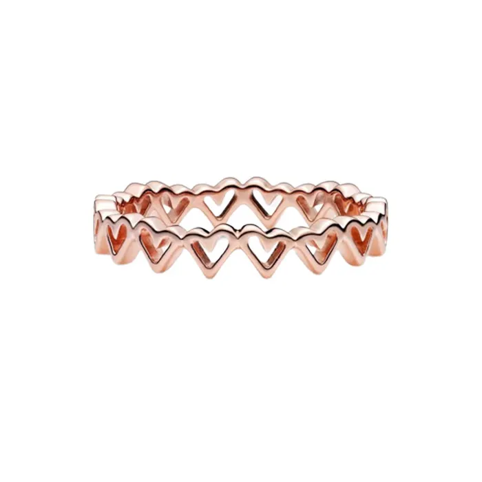 Nhẫn Pandora Freehand Hearts Ring Màu Vàng Hồng Size 50