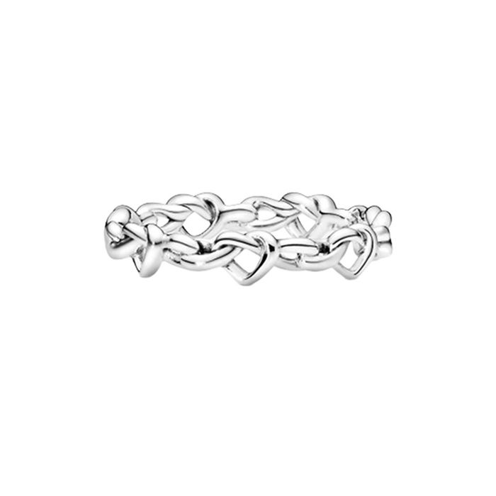 Nhẫn Pandora Knotted Hearts Ring Màu Bạc Size 50
