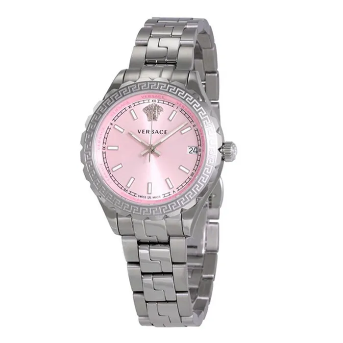 Đồng Hồ Nữ Versace Hellenyium Pink Dial Stainless Steel Ladies Watch Màu Hồng Bạc