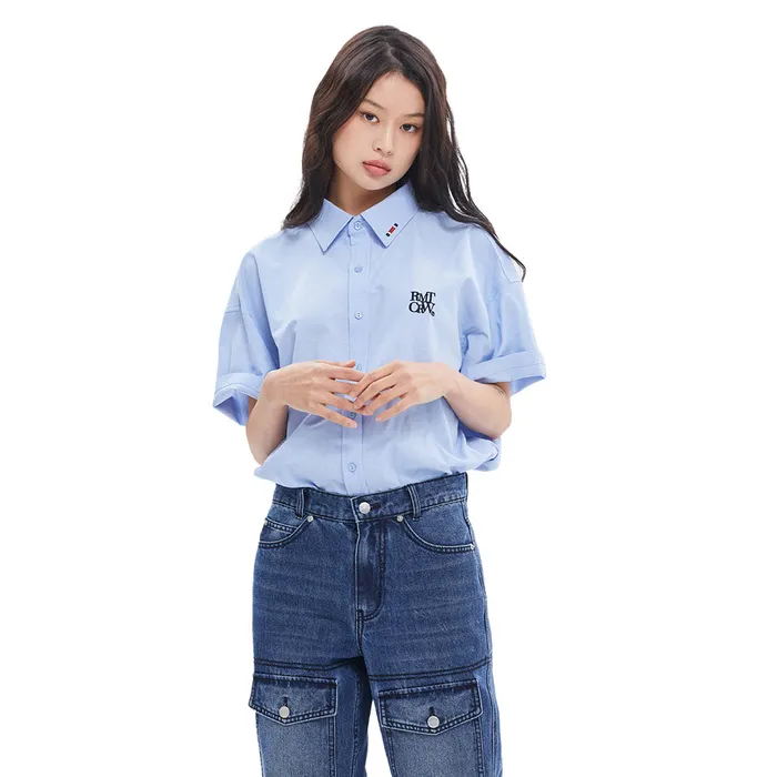 Áo Sơ Mi Romantic Crown Recent Logo Oxford Shirt Sky Blue Màu Xanh Blue Size S