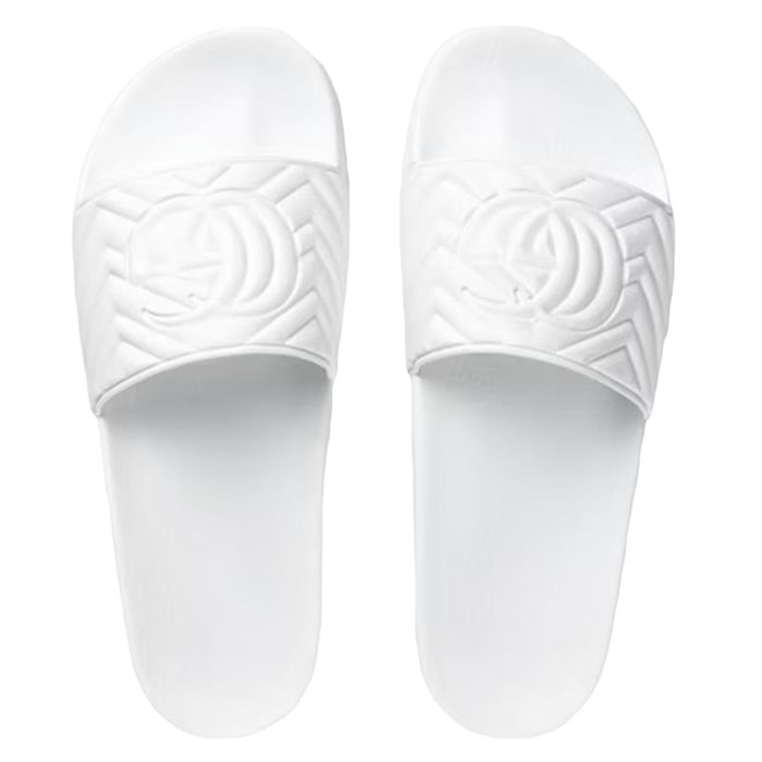 Dép Gucci Matelassé Rubber Pool Slides Màu Trắng Size 40