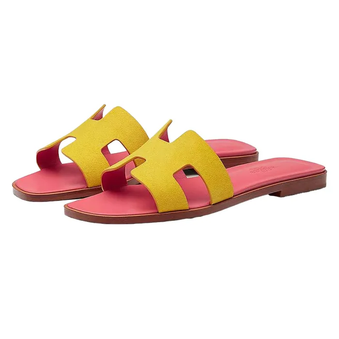 Dép Hermès Sandal Oran Màu Hồng Vàng