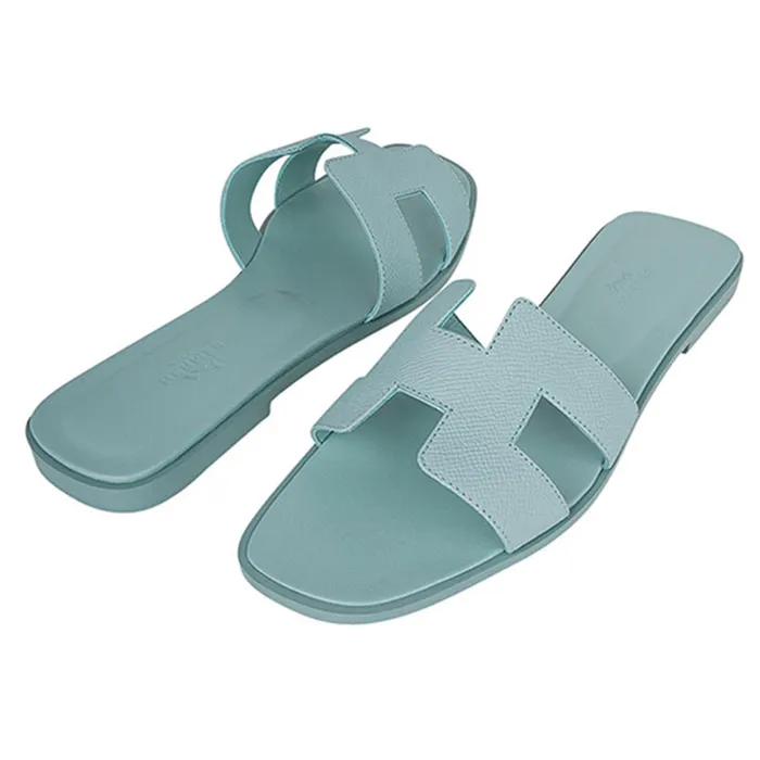 Dép Nữ Hermès Oran Sandal Màu Xanh Ngọc Size 37