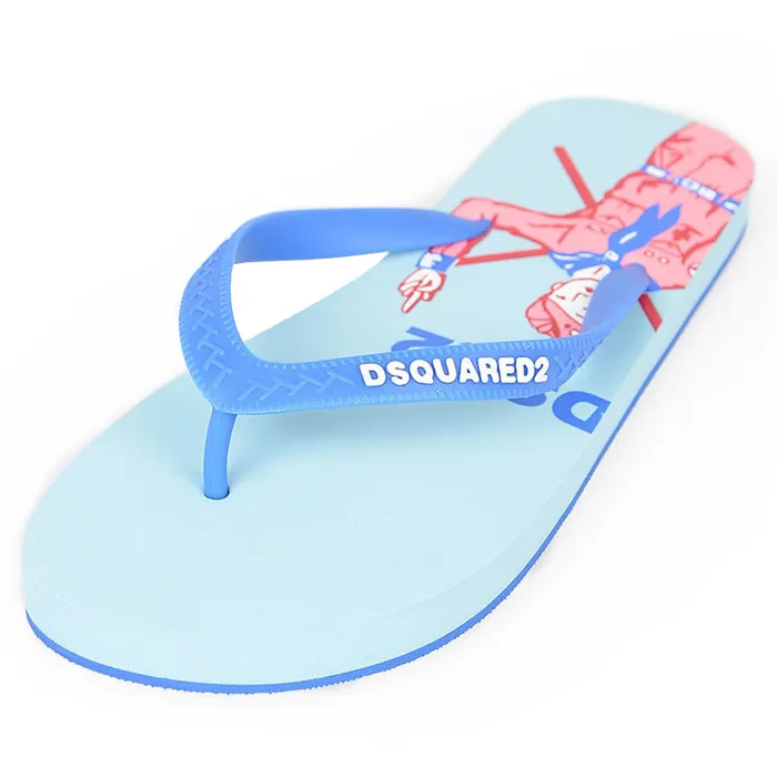 Dép Xỏ Ngón Dsquared2 Printed Rubber Flip-Flops FFM0001 17200002 Màu Xanh Da Trời Size 40