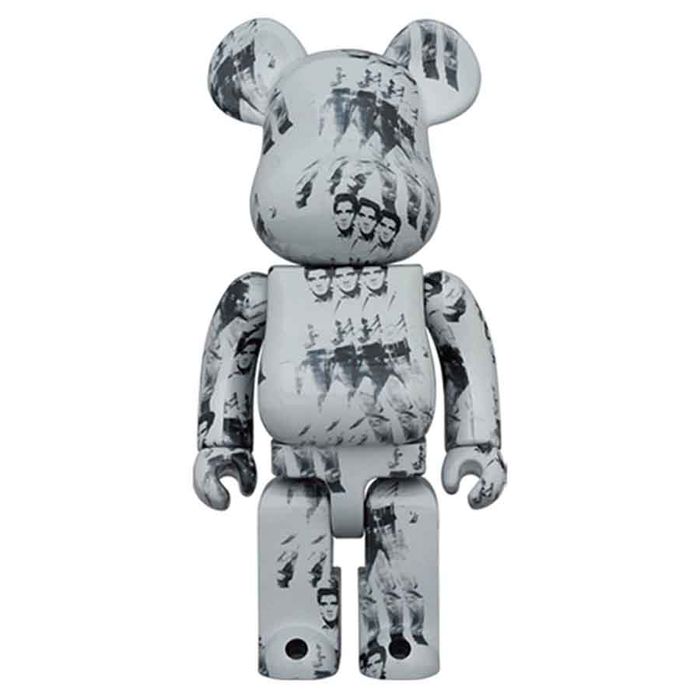 Đồ Chơi Mô Hình Bearbrick Andy Warhol's Elvis Presley Màu Xám Size 1000%