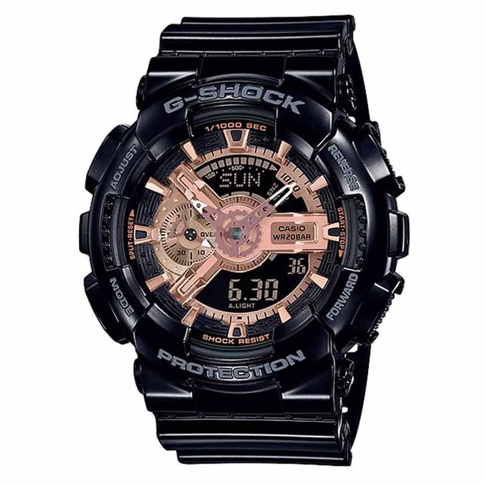 Đồng Hồ Nam Casio G Shock GA-110MMC-1ADF Màu Đen Nền Mặt Mạ Vàng Hồng