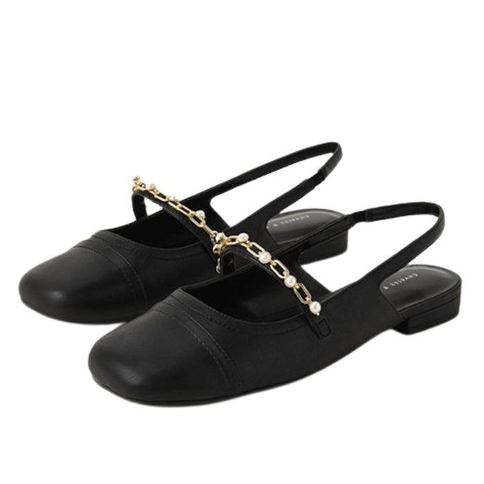 Giày Nữ Charles & Keith CNK Beaded Chain-Link Slingback Mary Janes CK1-70900382 Màu Đen Size 39