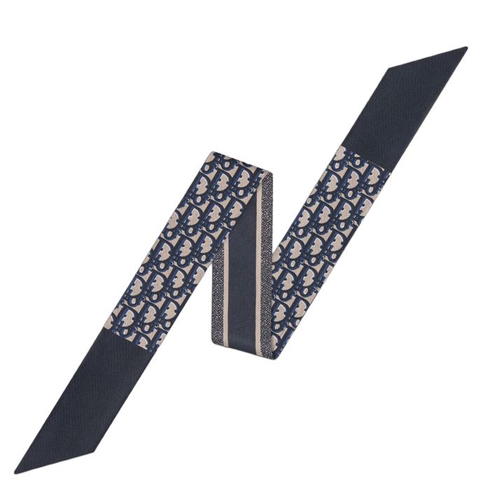Khăn Nữ Dior Oblique Mitzah Scarf Navy Blue Silk Twill Màu Xanh Navy