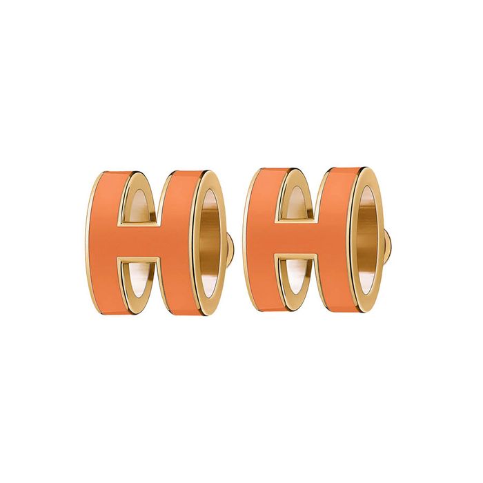 Khuyên Tai Hermès Mini Pop H Earrings Màu Cam