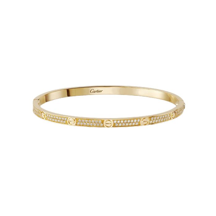 Vòng Đeo Tay Jewery Luxury Love Bracelet, Small Model, Paved Màu Vàng Gold Bản Nhỏ