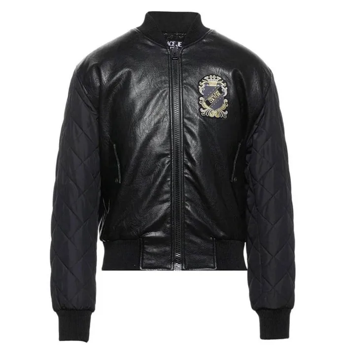 Áo Khoác Da Versace Jeans Couture Jackets In Black Màu Đen